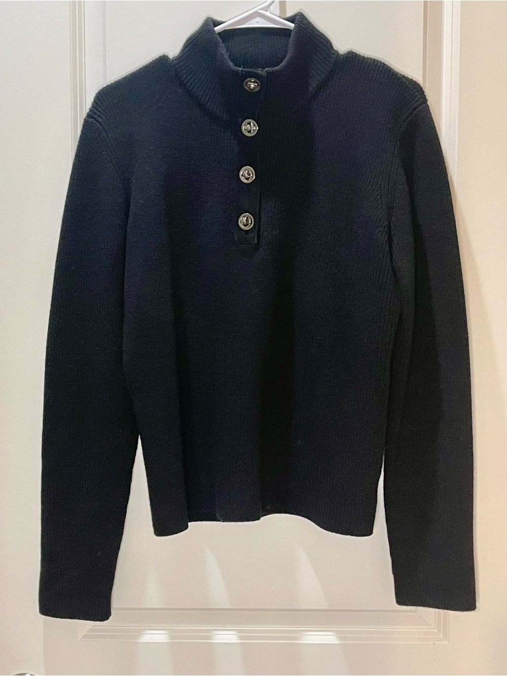 Dana Buchman Black Sweater Toggle-front with Suede L
